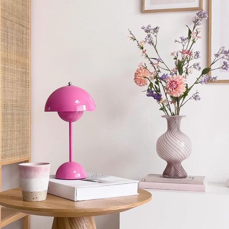 Flower Bud Lamp, Cordless Rechargeable Mushroom Table Lamp, Pink - Image 5