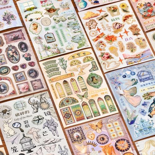Vintage Sticker Books - 60 Sheets European Aesthetic Die-Cut Stickers with Matte & Tactile Finishes for Junk Journaling, Scrapbooking & Planner Decoration - Image 4