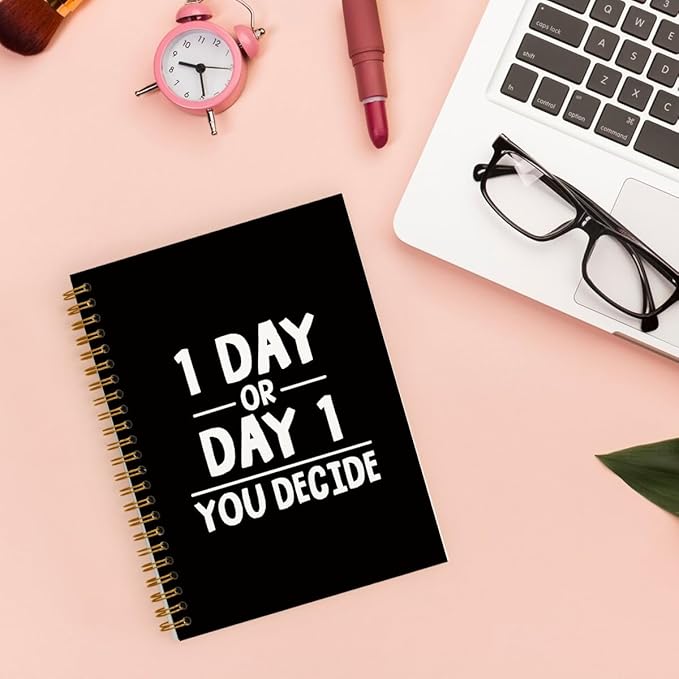 Motivational Black Women Notebook Journal, One Day Or Day One You Decide Inspirational Notebooks, Motivational Gifts Journal for Women Men, Office Desk Supplies, Notebook for Need To Remember 5.5x8.3
