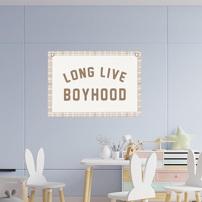 Retro Long Live Boyhood Boys Room Playroom Wall Decor Vintage Sports Decor for Nursery Playroom Kids Bedroom Dorm Toddler Decorations 22x28 Inch