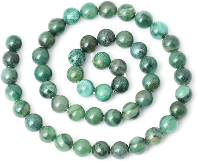 45PCS 8mm Natural Verdite Stone African Jade Gemstone Round Loose Beads for Jewelry Making DIY Findings 1 Strand 15"
