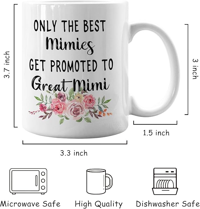 IWXYI Pregnancy Announcement Gifts for First Time Great Mimi,New Great Mimi Gifts,Great-Grandma Mug Coffee Mugs 11 Ounce