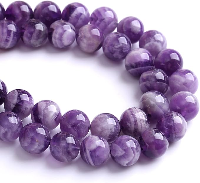 4MM 86PCS Purple Amethyst Dream Lace Beads Natural Quartz Crystal Stone Loose Beads for Jewelry Making DIY Bracelet Grade A+ 15 inches Strand