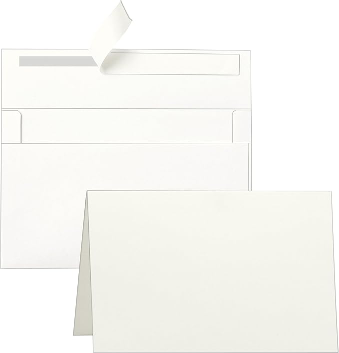 Cream Greeting Cards and Envelopes 4 x 6 Printable 300GSM Folded Off White Cardstock and A4 Envelopes Self Seal 20 packs for Wedding Invitations, Birthday, Mailing, Christmas