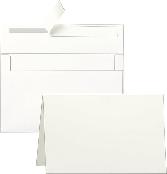 Cream Greeting Cards and Envelopes 4 x 6 Printable 300GSM Folded Off White Cardstock and A4 Envelopes Self Seal 20 packs for Wedding Invitations, Birthday, Mailing, Christmas