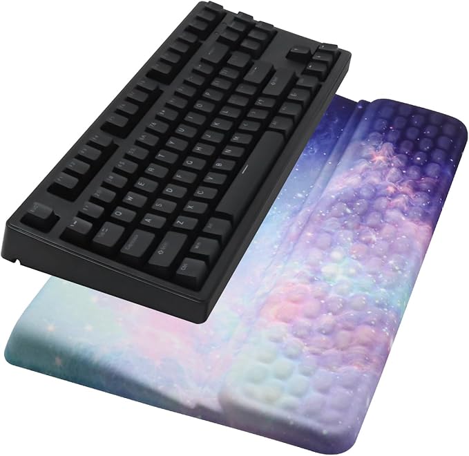 Computer Keyboard Stand Pad with Wrist Rest, Ergonomic Comfy Tilted Keyboard Holder, Keyboard Tray Support for Office Home (Galaxy Blue)