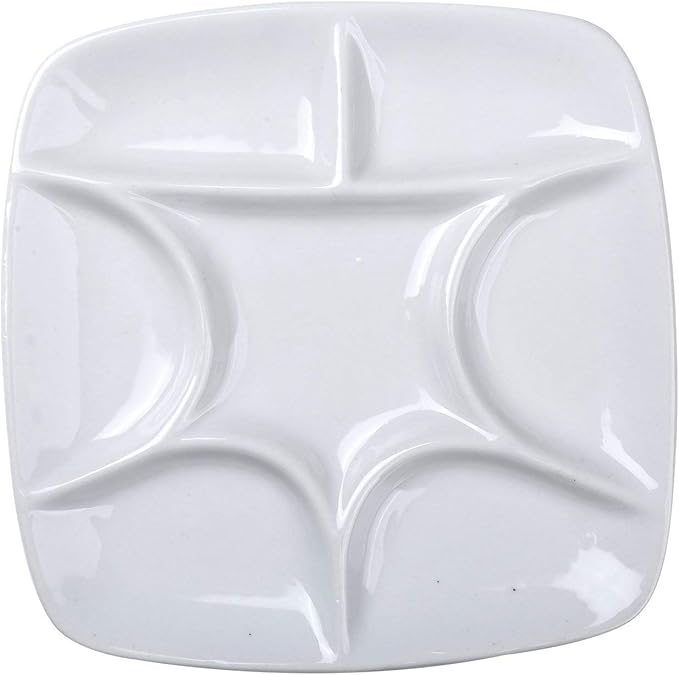MEEDEN 7-Well Square White Porcelain Artist Paint Palette for Watercolor Gouache Acrylic Oil Painting, 5-4/5-Inch