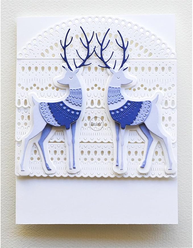 DzIxY Shadow Christmas Patchwork Animal Deer Leaves Metal Cutting Dies for Card Making Kit Embossing Paper Die Cuts Set Scrapbook Stencils Supplies Machine Templates