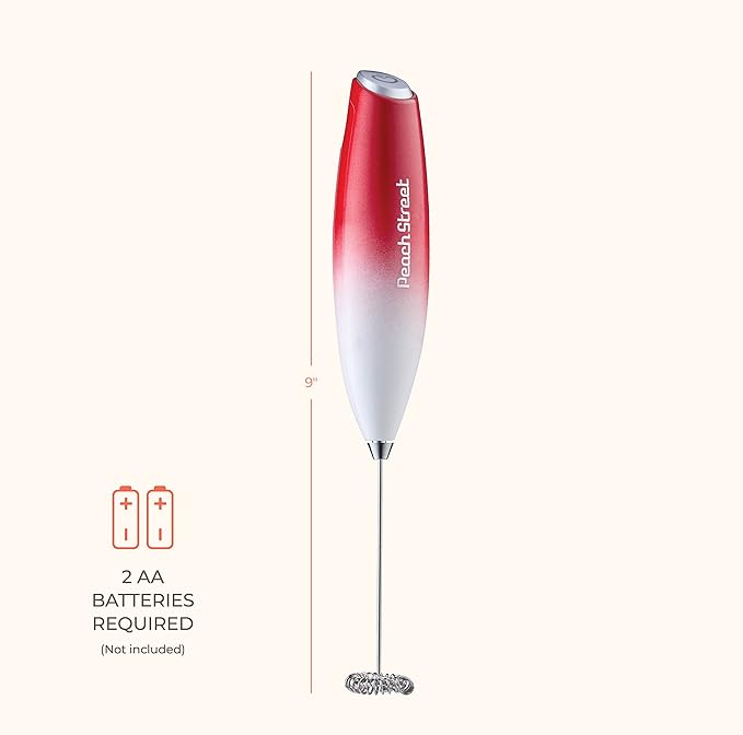 Powerful Handheld Milk Frother, Mini Milk Foamer, Battery Operated (Not included) Stainless Steel Drink Mixer for Coffee, Lattes, Cappuccino, Frappe, Matcha, Hot Chocolate.