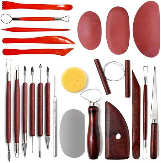 Langqun Clay Sculpting Tools,23Pcs Pottery Tools Kit, Polymer Clay Tools,Pottery Ribs, Air Dry Clay Tools for Sculpting, Modeling, Carving, Modeling