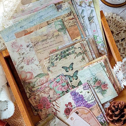 Alideco 400pcs Scrapbook Paper Vintage Flower Butterfly Border Scrapbooking Paper for Journaling Supplies, Decorative Craft Paper for Junk Journals (jiyiyoudiju) - Image 6