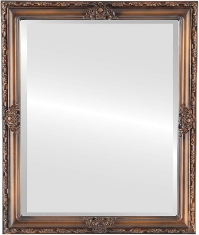 OVALCREST Rectangle Beveled Wall Mirror for Home Decor - Jefferson Style - Sunset Gold - 26x32 Outside Dimensions