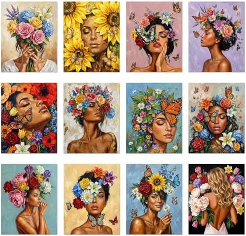 Ctosree 12 Pcs Pre Drawn Canvas for Painting,Butterfly Blooms,8 x 10 Inch by Ctosree