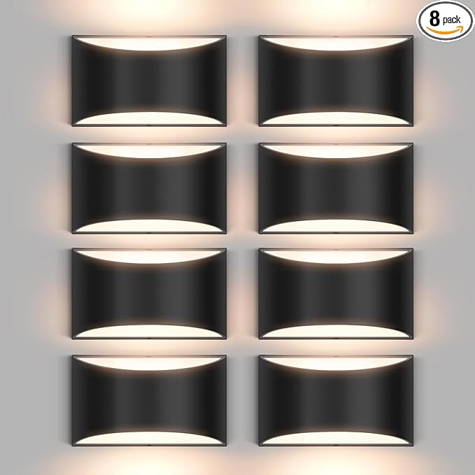 8 Pack Black Modern LED Wall Sconce Hardwired Indoor Wall Lights Up and Down Wall Mount Light for Living Room Bedroom Corridor Hallway Conservatory Warm White 3000K(with G9 Bulbs)