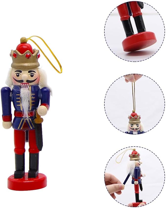 Joliyoou Wooden Christmas Nutcracker, 6 Pcs Mini Soldier Figurines 5.1 inch Ornaments for Xmas Gifts