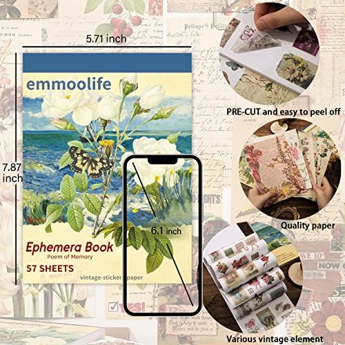 537pcs Vintage Washi Stickers and Papers for Scrapbooking, Ephemera Book for Journaling with Botanical Sticker and Scrapbook Decoupage Paper for Bullet Junk Journal, Scrapbooking Supplies for Adults - Image 2