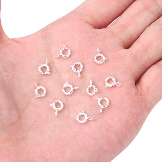 Silver Plated Spring Clasps Non Tarnish 6mm 20pcs for Jewelry Making Findings