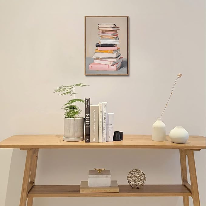 Djmwtb Book Framed Wall Art Books Canvas Wall Art Prints Minimalist Library Art Prints Bookish Artwork Paintings Wall Decor for Classroom Reading Room Office Kids Bedroom 8x10in