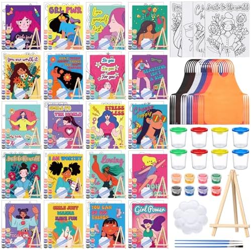 Sherr 140 Pcs 20 Set Pre Drawn Canvas Painting Kit, Feminism by Sherr