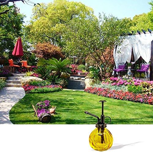 Flower Water Spray Bottle Can Pot Plant Mister | Vintage Pumpkin Style Decorative Glass Plant Atomizer Watering Can Pot with Pump for Terrariums Flowers Potted Plants (Yellow) - Image 6