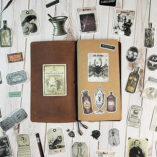 Prstincol 106 Pcs Potion Labels Stickers, Apothecary Sticker Dark Aesthetic Wine Bottle Sticker for Scrapbooking, Wicca Stickers for Junk Journal Bullet Journals DIY Crafts - Image 3