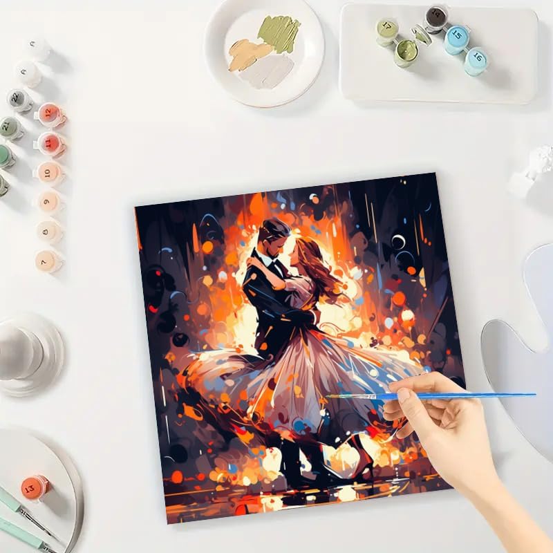TAOPAOLAB Dancing Couple Digital Painting Kit for Adults - DIY People Oil Painting on Canvas 7.87x7.87in, Framed Acrylic Paint Kit, Good for Beginners, Home Decor or Gift Artwork - Image 3
