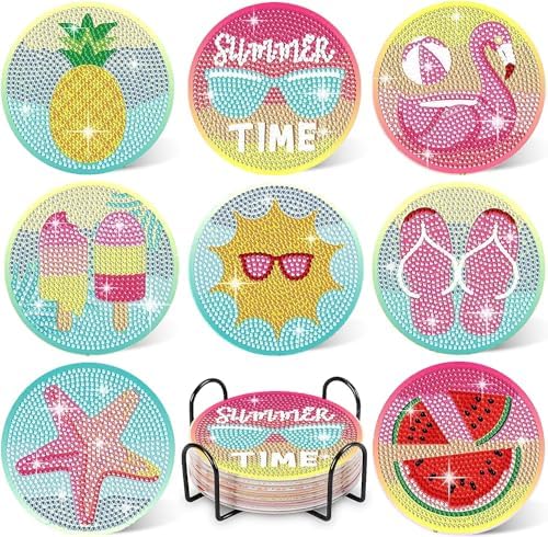 Leatrice 8 PCS Diamond Art Coasters Small Diamond Painting Kits for Adults by Leatrice20240713