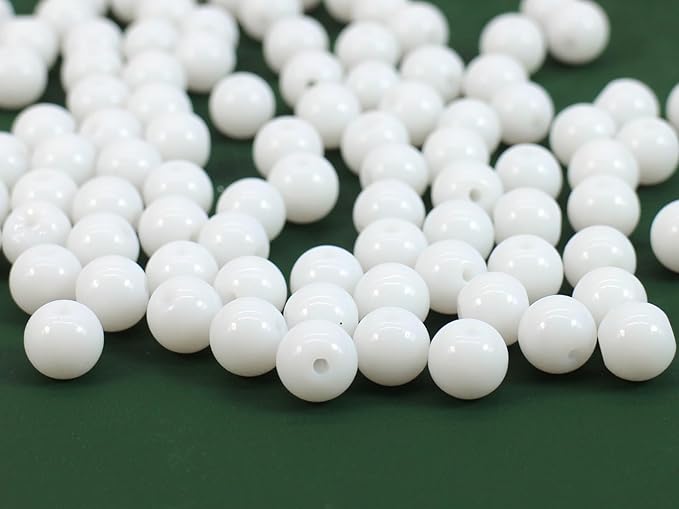 Pamir Tong 650PCS 8mm Snow White Glass Beads for Jewelry Making,Round Smooth Beads, Bracelet Space Loose Beads for Earring, Necklaces-Adult Craft Supplies
