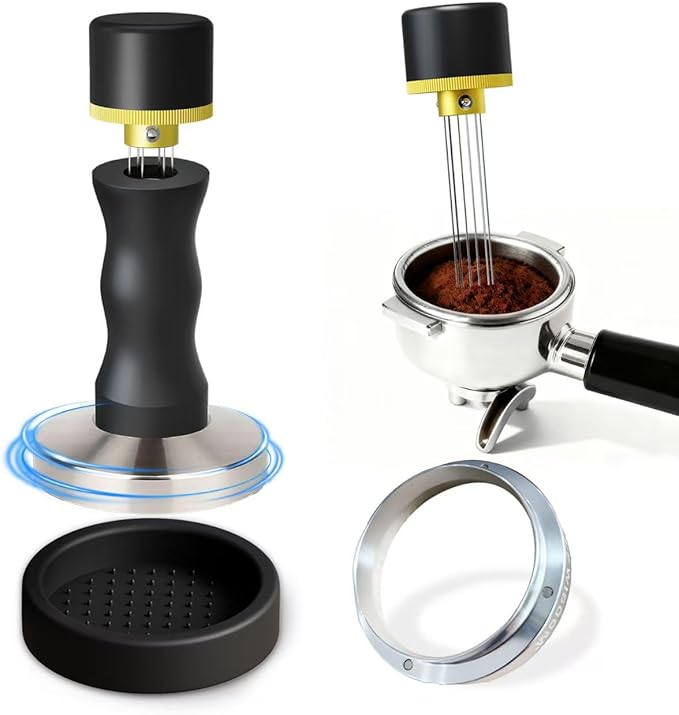Espresso Accessories Kit, 2-in-1 Espresso Tamper and WDT Tool, 53.3mm Coffee Tamper with 304 Stainless Steel Needles, Espresso Accessories Gift for Home Baristas