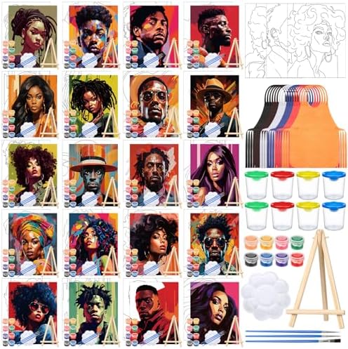 Sherr 140 Pcs 20 Set Pre Drawn Canvas Painting Kit, Cool Gentlemen and Lady by Sherr