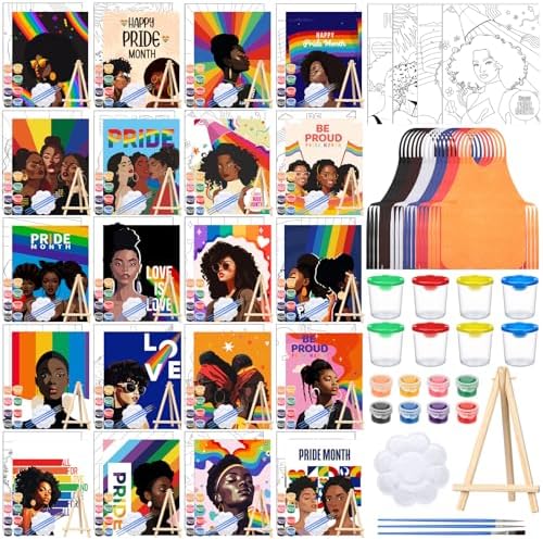 Sherr 140 Pcs 20 Set Pre Drawn Canvas Painting Kit, Pride Month by Sherr
