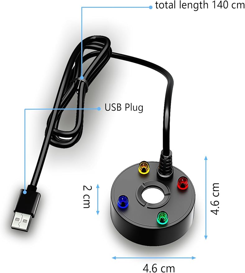 alizzy USB Plug 4 LED Ultrasonic Mist Maker, Indoor Fountain Water Feature Pond Portable Reptile Fogger Air humidifier, Halloween Cauldron Mini Fog Machine