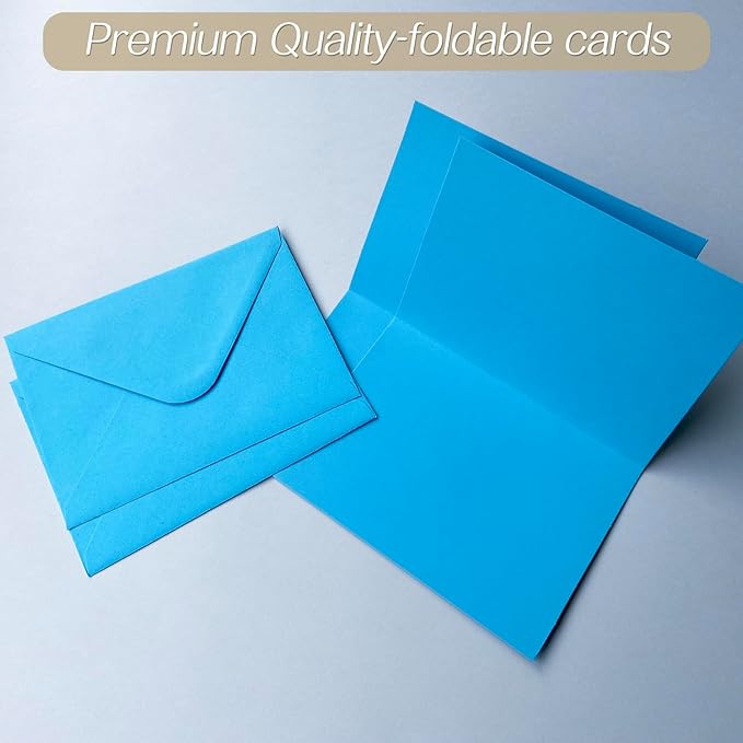 50 Pack Blank cards and envelopes,A7Self-Adhesive Envelopes with aestheticsFold Cards 5x7 for Wedding, GreetingCards, Baby Shower, Letter Mailing. (Sunny Vibrant Tones)