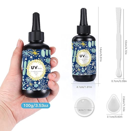 Crystal Clear Hard UV Resin Upgraded Formula Ultraviolet Fast Curing for Jewelry Making Craft Decoration, Hard Transparent Glue Solar Cure Sunlight Activated Resin (100g)