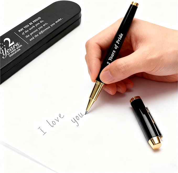2 Year Work Anniversary Pen Gift- Engraved Gel Pen for Employee & Staff Appreciation Award, 2 Year Service Recognition