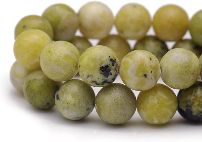 Youngbling Natural Gemstone Beads for Jewelry Making,8mm Chinese Jade Polished Round Smooth Stone Beads for Bracelet Necklace 15 Inch(Chinese Jade,8mm)