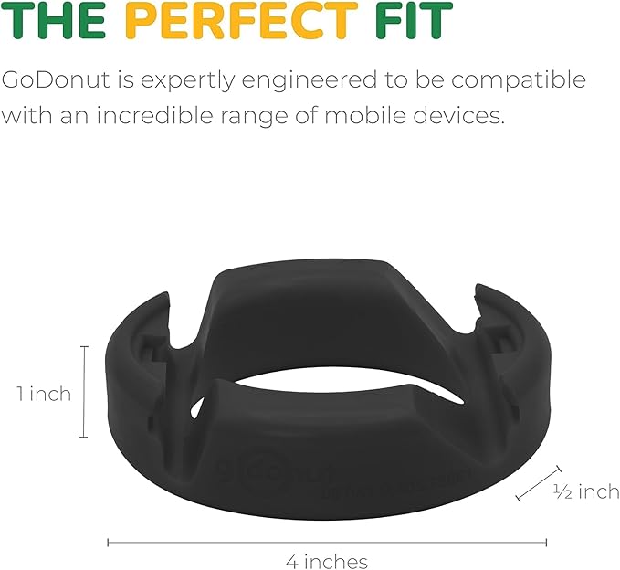 GoDonut – Phone Stand Original – Cell Phone Holder + Tablet Stand Desk Organizer – Compatible with Tablet, iPhone 17 16 15 14 Pro Max, Android & Most Smartphones - Black
