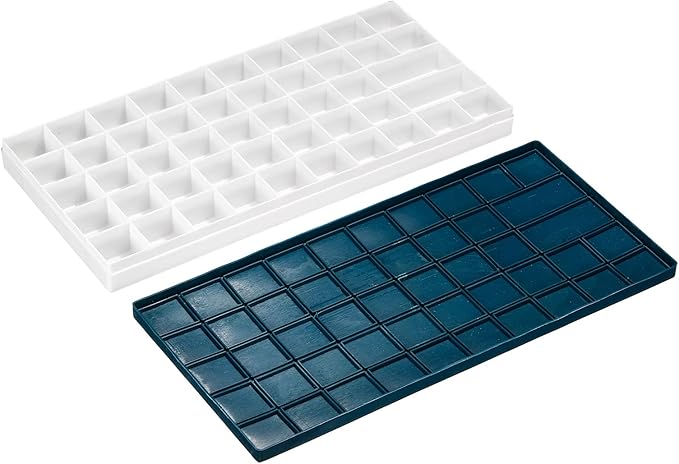 PATIKIL 48 Compartments Paint Palette, 2 Pack Plastic Painting Tray Deep Saver Box Detachable with Soft Cover Art Supplies Storage Organizer for Watercolor Gouache Oil Paint Art