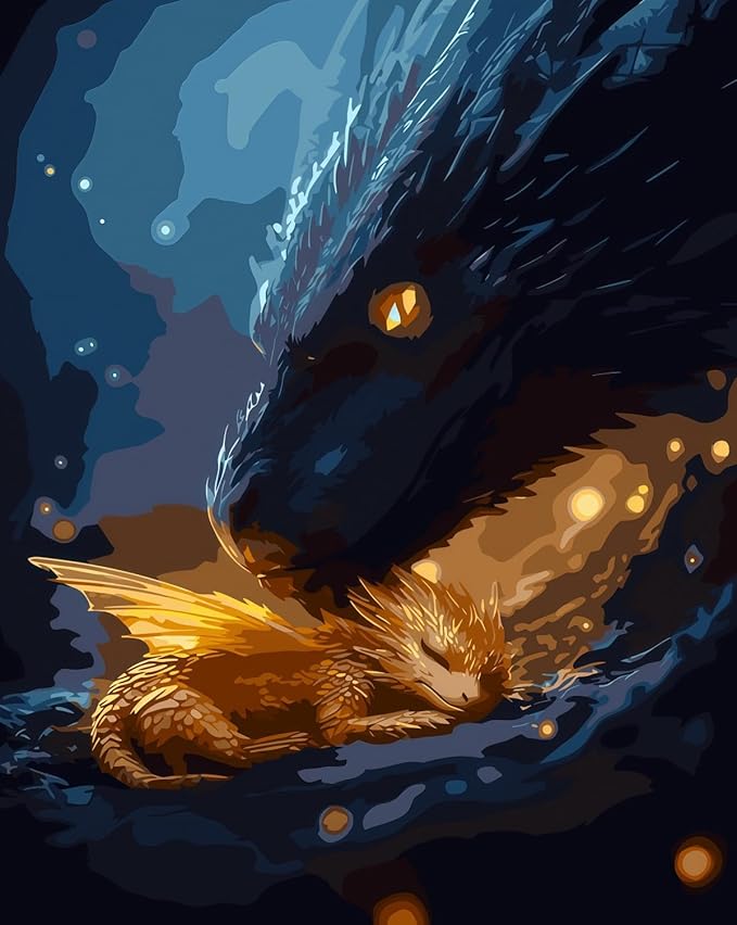 BYGFHLYW Animal Paint by Numbers Kit for Adults Beginners, Dragon Easy Adult Paint by Number Kits On Canvas, DIY Acrylic Oil Painting Kits for Home Wall Decor 16x20Inch