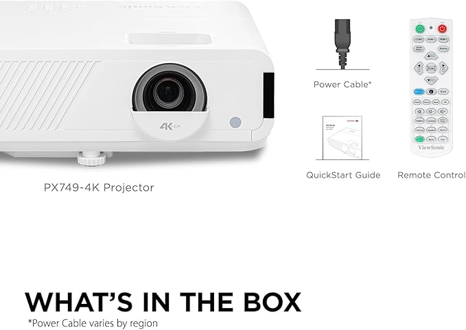 ViewSonic PX749-4K UHD 4K Gaming Projector Designed for Xbox with 4.2ms Response Time, 4000 ANSI Lumens, H/V Keystone, 1.3x Optical Zoom, and USB C for Home Theater