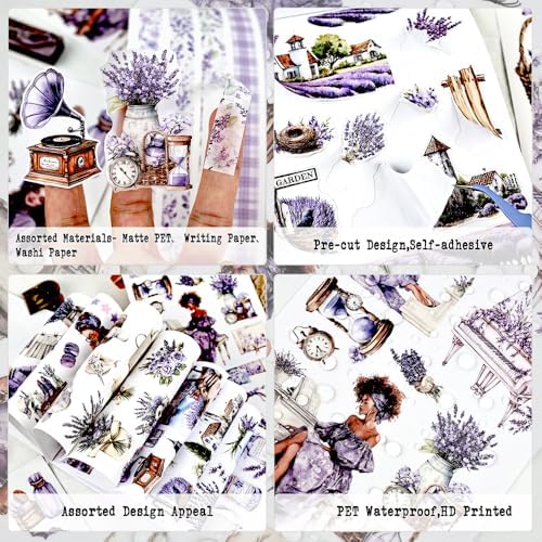 Lavender Cottagecore Sticker Book, 20 Sheets Junk Journal Stickers - Image 5