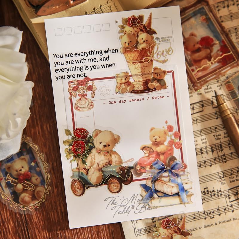 Alideco 120pcs Scrapbook Stickers Vintage Cute Bear's Romantic Cottage Scrapbooking Junk Journal Crafts Embelishment Decoration Stickers (xiaoxionglangmanwu) - Image 4