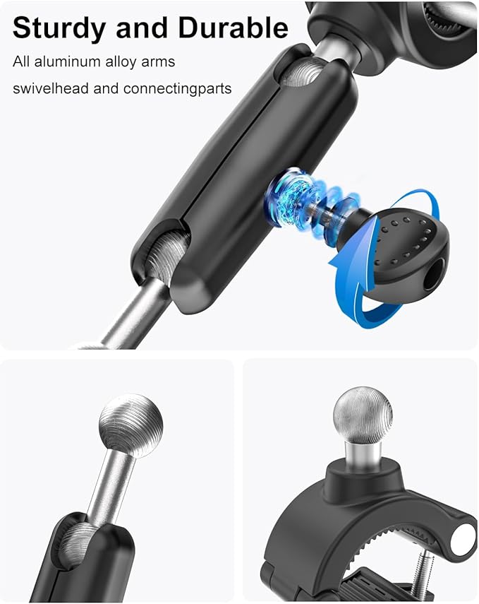 Grab Handle Tablet Holder for Truck/Car, Shockproof Metal Arm Tablet Mount Clamp for Tractor, Picku, SUV, Van, Excavator, Front Loader, Forklift, Compatible with 4-13" iPad Pro Air, iPhone