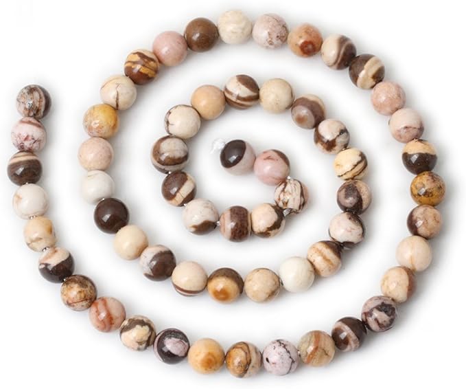 60PCS 6mm Natural Australian Zebra Gemstone Round Loose Beads Crystal Energy Stone for DIY Jewelry Making 1 Strand 15"