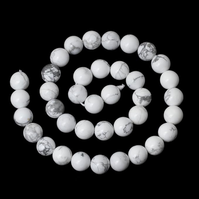10mm 35PCS Natural White Howlite Gemstone Round Loose Stone Beads for Jewelry Making DIY Crafts Design 1 Strand 15"