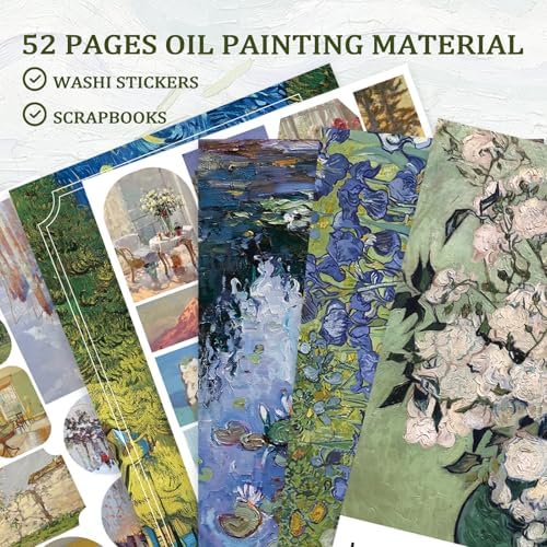 PRSTINCOL Oil Painting Sticker Book, 52 Sheets 500+ Scrapbook Stickers, Vintage Oil Painting Aesthetics Stickers for Adults and Teens, Junk Journal Supplies for Scrapbooking Journaling DIY - Image 2