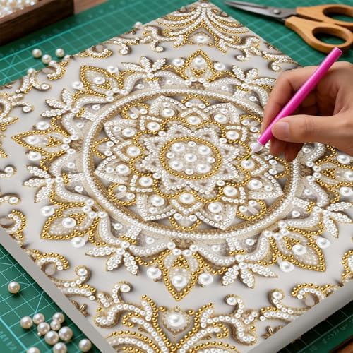 Pearl Art Kits Painting for Adults, DIY Mindfulness Therapy with Framed Canvas and Tools, Beginner Wall Decor-Mandala02 - Image 4