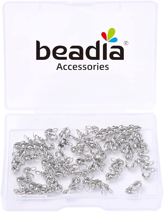 Platinum Plated End Caps Non Tarnish 3x6mm 200pcs for Jewelry Making Findings