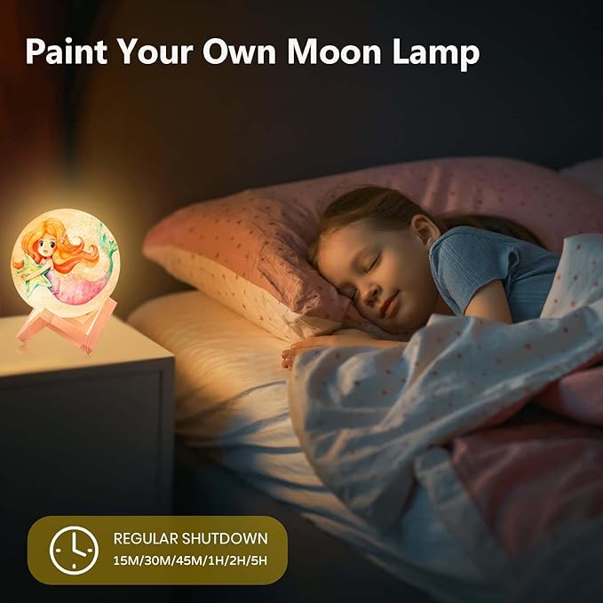 HOLA Paint Your Own Moon Lamp Kit, 2025 Updated USB Rechargeable, DIY Arts Supplies and Crafts Kit, Christmas Gifts for Grandkids Ages 6 7 8 9 10 11 12 13-15 Year Old Girls Boys Kids Birthday