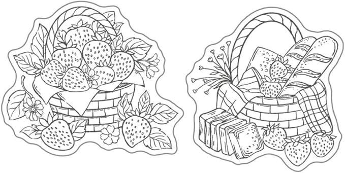Strawberry Bread Basket Stamps and Cutting Dies for Card Making DIY Transparent Silicone Clear Stamp and Metal Die Cuts Sets for Scrapbooking Paper Greeting Cards Decor Seals Craft Supplies